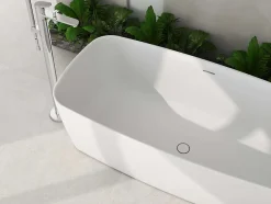 Baignoire îlot blanche Poalgi Solid Surface 170x80x50 cm inclus tablette - modèle KABU