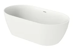 Baignoire îlot blanche Poalgi Solid Surface 157x80x52,5 cm inclus tablette - modèle SHIRO
