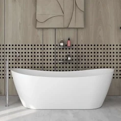 Baignoire îlot blanche Poalgi Solid Surface 180x80x63 cm inclus tablette - modèle CAPRI