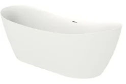 Baignoire îlot blanche Poalgi Solid Surface 180x80x63 cm inclus tablette - modèle CAPRI
