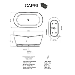 Baignoire îlot blanche Poalgi Solid Surface 180x80x63 cm inclus tablette - modèle CAPRI