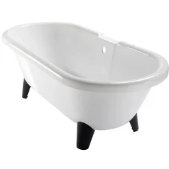 Baignoire îlot Charly blanche rétro + pieds conique noir
