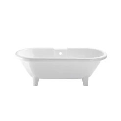 Baignoire îlot Charly blanche rétro + pieds conique blanc