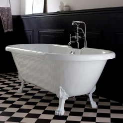 Baignoire îlot Charly ovale rétro avec pieds patte de lion blanc