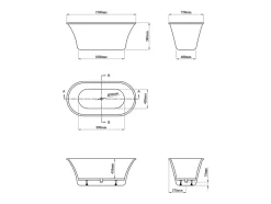 Baignoire îlot design - 193 L - 150 x 75 x 58 cm - Blanche - NOEMIE II