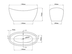 Baignoire îlot design blanche - 225L - 170 x 83 x 77cm - ALDA