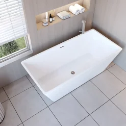 Baignoire îlot design en acrylique - 250L - 150 x 72 x 56cm - Confort ergonomique et élégance moderne - avec Bonde et trop plein