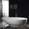 Baignoire îlot Design en fonte minérale VIGO - blanc mat - Avec robinet mitigeur 1521, Sans siphon, 150x75cm