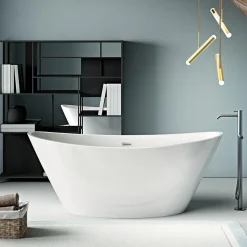 Baignoire îlot design ovale BRIGHTON blanche 157 cm