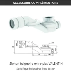 Baignoire îlot design ovale BOSTON blanche 142 cm