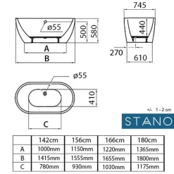 Baignoire îlot design ovale BOSTON blanche 142 cm