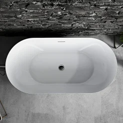 Baignoire îlot design ovale LISBON blanche 150 cm Brillant