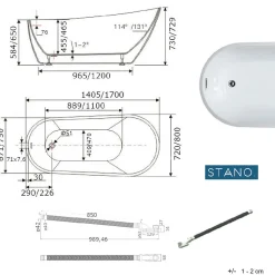 Baignoire îlot design ovale OPRAH blanche 140 cm