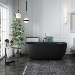 Baignoire îlot design ovale LISBON noir mat 170 cm