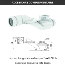 Baignoire îlot design ovale LISBON noir mat 170 cm