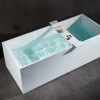 Baignoire îlot en fonte minérale 170x72x55cm Blanc mat - LUNA STONE - Sans robinet sur pied + siphon