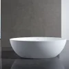 Baignoire îlot en fonte minérale RELAX - 176x103cm - Sans robinet ni siphon, Blanc mat
