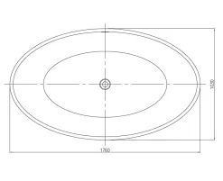 Baignoire îlot en fonte minérale RELAX - 176x103cm - Sans robinet ni siphon, Blanc mat