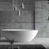Baignoire îlot en fonte minérale (fonte minérale) RIO STONE - 180x85cm - Avec siphon et robinet mitigeur 1523C, Blanc brillant