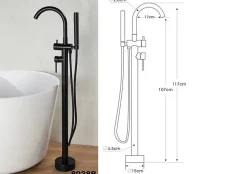 Baignoire îlot en fonte minérale HAWAII STONE - 180x85cm - Sans siphon, Blanc brillant, Avec robinet mitigeur 8028B
