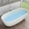 Baignoire îlot en fonte minérale, OCEAN STONE - 180x87cm - Avec robinet mitigeur 8028, Sans siphon, Blanc mat