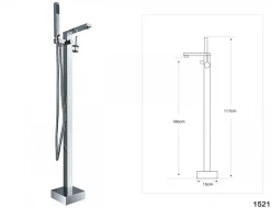 Baignoire îlot en fonte minérale HAWAII STONE - 180x85cm - Avec robinet mitigeur 1521, Sans siphon, Blanc brillant