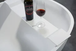 Baignoire îlot en fonte minérale VELA STONE - blanc mat, 180x90cm - Avec robinet mitigeur 8028, Avec siphon