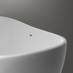 Baignoire îlot Fonte minérale ovale 180x85x64cm + bonde et trop plein - Blanc brillant - HAWAII STONE
