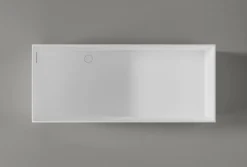 Baignoire îlot Fonte minérale rectangulaire 170x72x55cm + bonde pop-up et trop plein - Blanc mat - LUNA