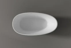 Baignoire îlot fonte minérale ovale autoportante Moderne avec bonde - 150x75x54cm - VELA Noir (brillant)