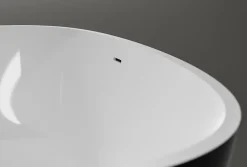 Baignoire îlot fonte minérale ovale autoportante Moderne avec bonde - 150x75x54cm - VELA Noir (brillant)