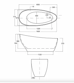Baignoire îlot KEYA GLAM SILVER 165 x 70 cm