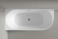 Baignoire îlot LENA CORNER acrylique blanc brillant - montage gauche -170x75cm - Garantie 5 ans - Avec mitigeur 1521, Sans siphon