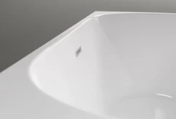 Baignoire îlot LENA CORNER acrylique blanc brillant - montage gauche -170x75cm - Garantie 5 ans - Avec mitigeur 1521, Sans siphon