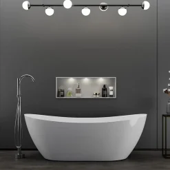 Baignoire îlot moderne design acrylique salle de bain - Blanc brillant - 170x72x60cm - Garantie 5 ans - DALIA Blanc brillant