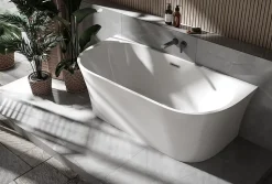 Baignoire îlot NOVA acrylique - 170x80cm - Garantie 5 ans - Sans siphon, Blanc mat, Avec robinet mitigeur 8028B