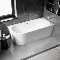 Baignoire îlot NOVA CORNER acrylique blanc - montage droite -170x78cm - Garantie 5 ans - Sans siphon, Avec robinet mitigeur 1523C