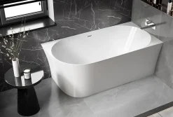 Baignoire îlot NOVA SLIM LINE acrylique - montage droite - Garantie 5 ans - Sans robinet, Avec siphon, 150x78cm