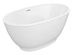 Baignoire îlot ovale - 186 L - 130 x 70 x 57 cm - Blanc brillant - Acrylique - MOBULA