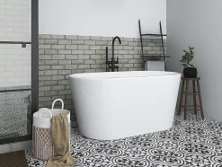 Baignoire îlot ovale - 180 L - L130 x H58 x P71 cm - Blanche - Acrylique - APOGON