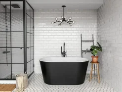 Baignoire îlot ovale - 180L - 130 x 71 x 58 cm - Noire - Acrylique - APOGON