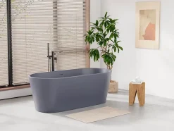 Baignoire îlot ovale - 255L - 159 x 74 x 56 cm - Bleu mat - Acrylique - LUZECA
