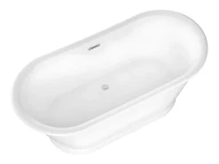 Baignoire îlot ovale - style retro - 180 L - 150 x 74 x 63 cm - Blanche - Acrylique - PELMATO