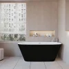 Baignoire îlot ovale bicolore - 260L - 160x73x60 cm - intérieur blanc - extérieur noir mat - Design moderne en acrylique