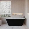 Baignoire îlot ovale bicolore - 280L - 170x78x60 cm - intérieur blanc + extérieur noir mat - Design moderne en acrylique