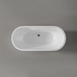 Baignoire îlot ovale moderne salle de bain Acrylique - Garantie 5 ans - Blanc brillant - 165.5x74.5x58cm - ROMA PLUS 2.0