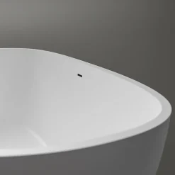 Baignoire îlot ovale moderne 180x87x54cm Blanc mat fonte minérale, isolation thermique - OCEAN STONE - Sans Robinet ni siphon
