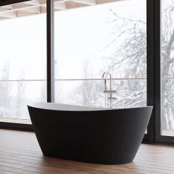 Baignoire îlot ovale Venecia, noir mat, 170x80 cm, by Spalina