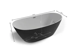 Baignoire îlot ovale Venecia, noir mat, 170x80 cm, by Spalina