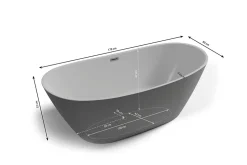 Baignoire îlot ovale Venecia, gris mat, 170x80 cm, by Spalina